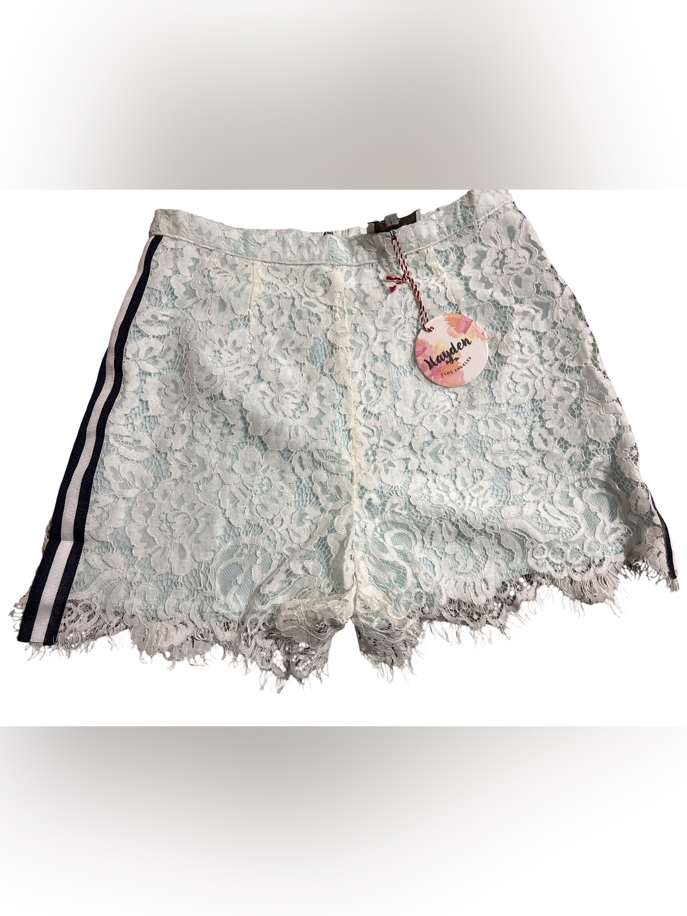 Hayden White with Light Blue and Navy Trim Shorts